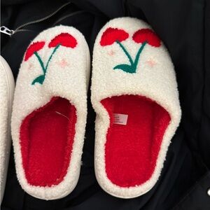 Cozy Cherry Embroidered Slippers